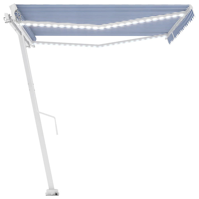 Copertină retractabilă manual cu LED, albastru & alb 400x300 cm WALTI