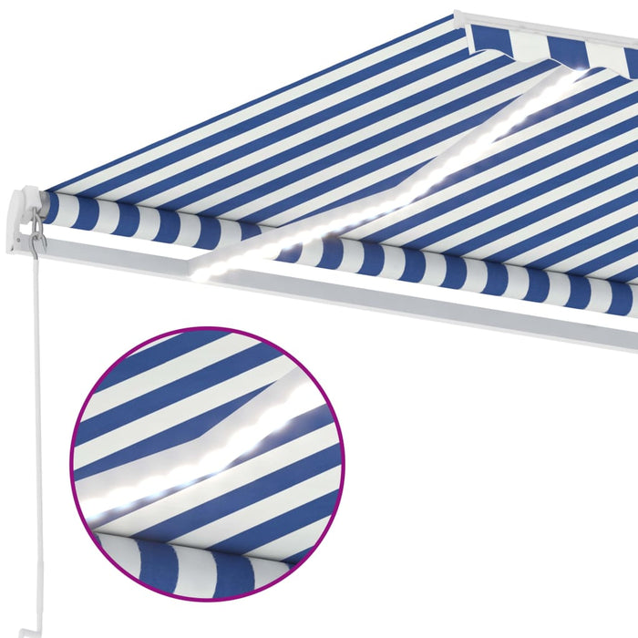 Copertină retractabilă manual cu LED, albastru & alb 400x300 cm WALTI