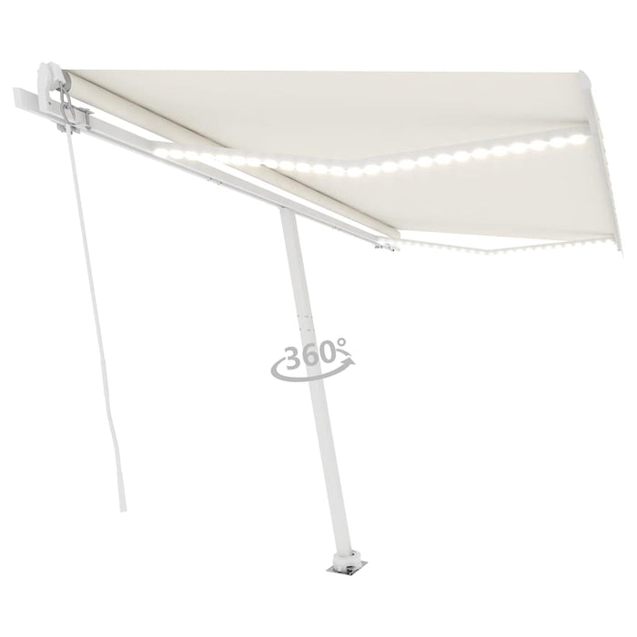 Copertină retractabilă manual cu LED, crem, 400x300 cm WALTI