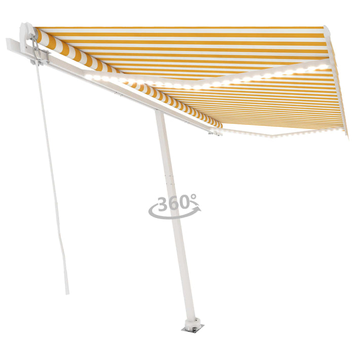 Copertină retractabilă manual cu LED, galben & alb, 400x300 cm WALTI