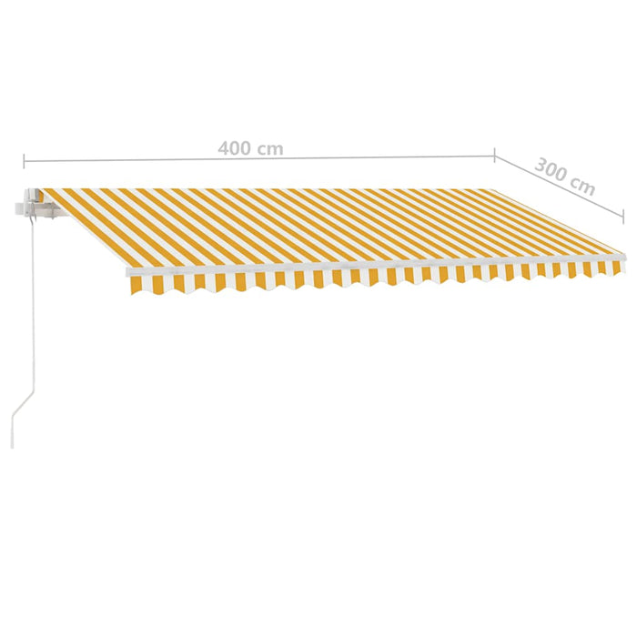 Copertină retractabilă manual cu LED, galben & alb, 400x300 cm WALTI