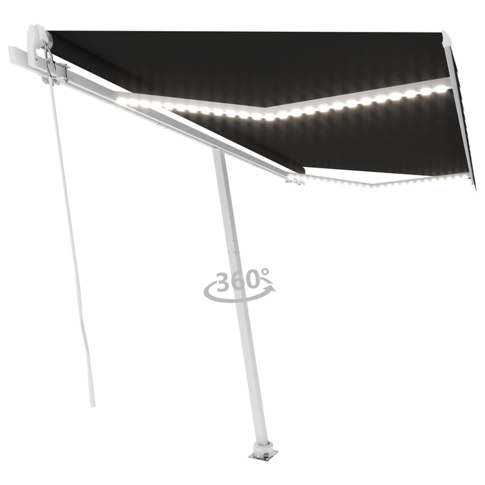 Copertină retractabilă manual cu LED, antracit, 400x300 cm WALTI