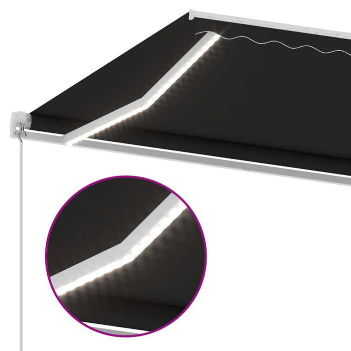 Copertină retractabilă manual cu LED, antracit, 400x300 cm WALTI