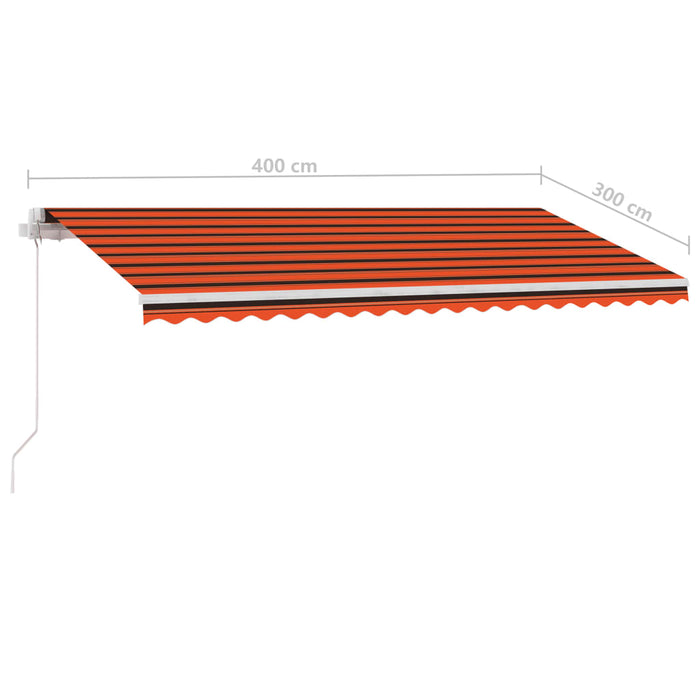 Copertină retractabilă manual cu LED portocaliu&maro 400x300 cm WALTI