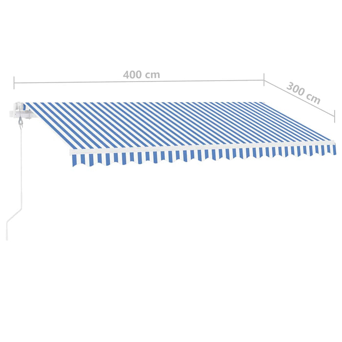 Copertină autonomă retractabilă automat albastru&alb 400x300 cm WALTI