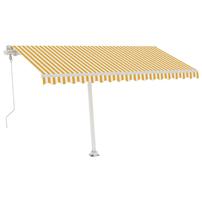 Copertină autonomă retractabilă automat galben&alb, 400x300 cm WALTI