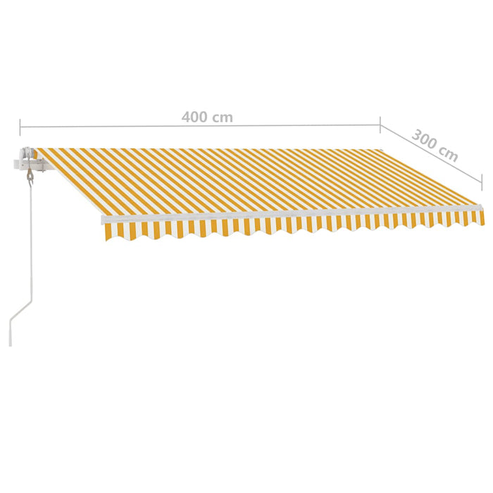 Copertină autonomă retractabilă automat galben&alb, 400x300 cm WALTI