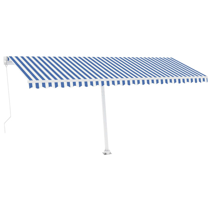 Copertină retractabilă manual cu LED, albastru & alb 500x300 cm WALTI