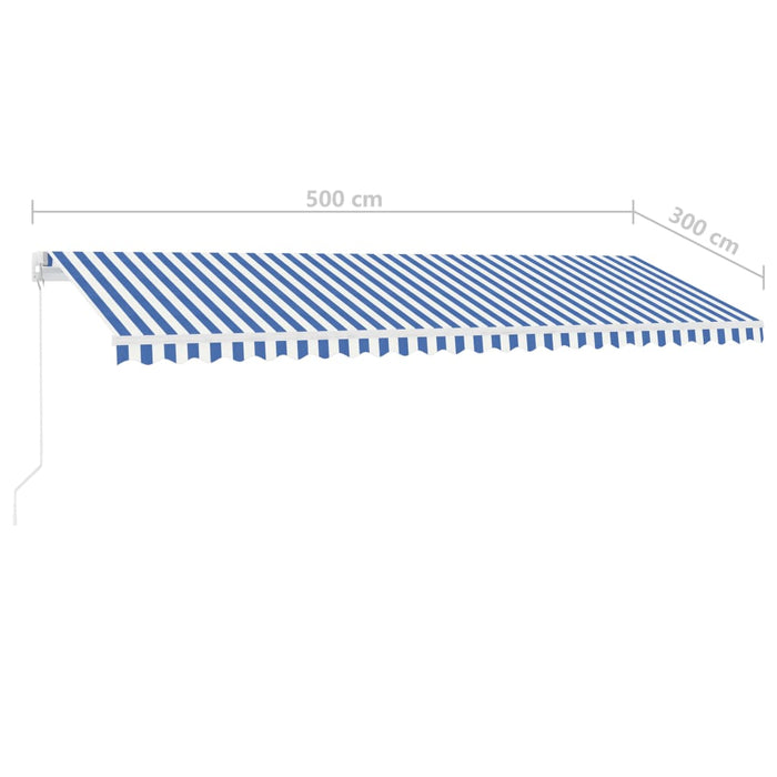 Copertină retractabilă manual cu LED, albastru & alb 500x300 cm WALTI