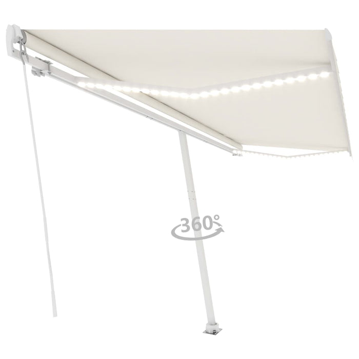 Copertină retractabilă manual cu LED, crem, 500x300 cm WALTI