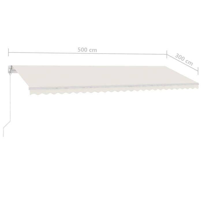 Copertină retractabilă manual cu LED, crem, 500x300 cm WALTI