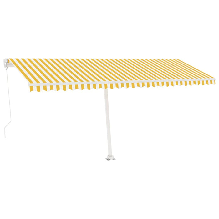 Copertină retractabilă manual cu LED, galben și alb, 500x300 cm WALTI