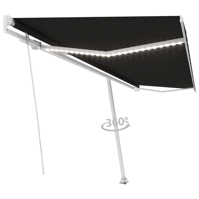 Copertină retractabilă manual cu LED, antracit, 500x300 cm WALTI