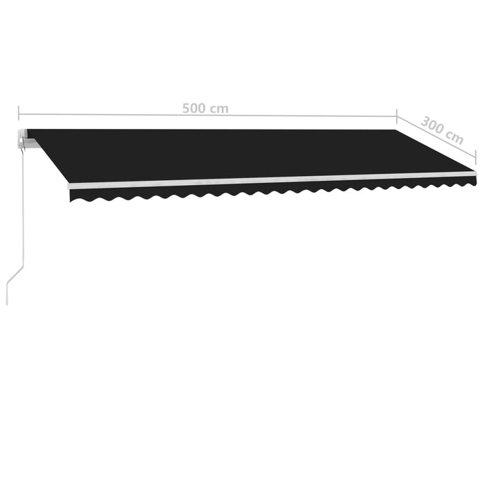 Copertină retractabilă manual cu LED, antracit, 500x300 cm WALTI