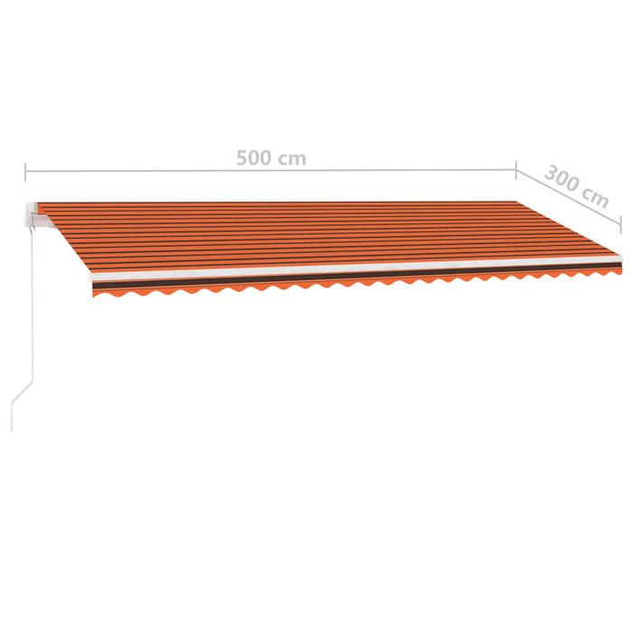 Copertină retractabilă manual cu LED portocaliu&maro 500x300 cm WALTI