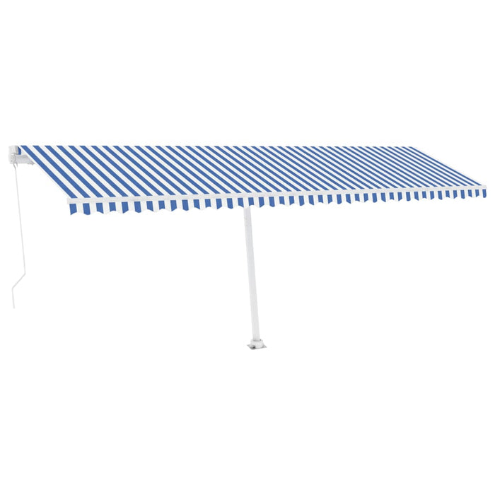 Copertină retractabilă manual, albastru/alb, 600x300 cm WALTI