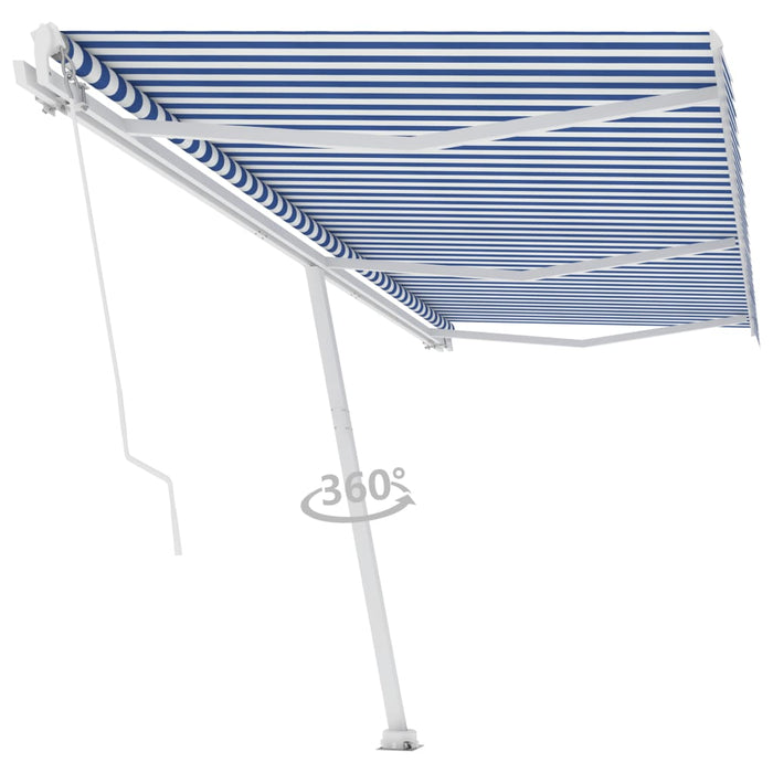 Copertină retractabilă manual, albastru/alb, 600x300 cm WALTI