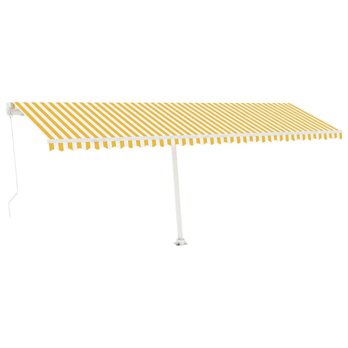 Copertină autonomă retractabilă manual, galben/alb, 600x300 cm WALTI