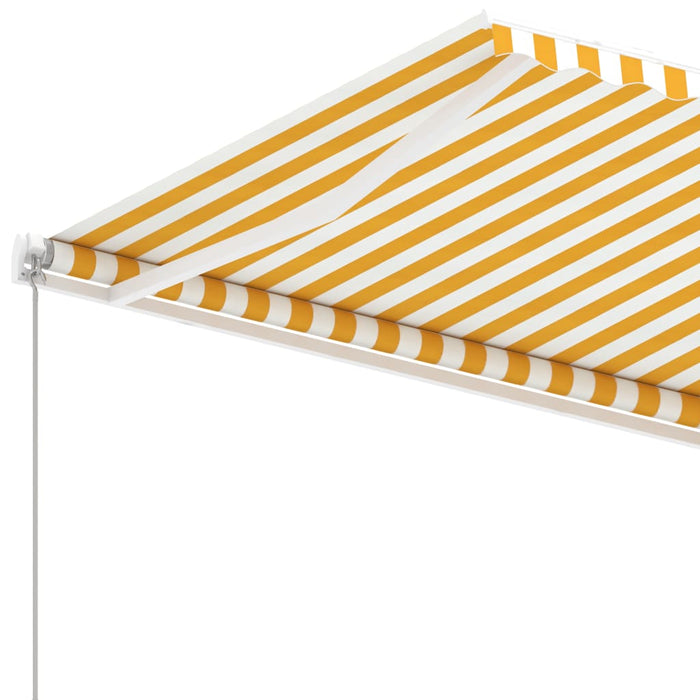 Copertină autonomă retractabilă manual, galben/alb, 600x300 cm WALTI