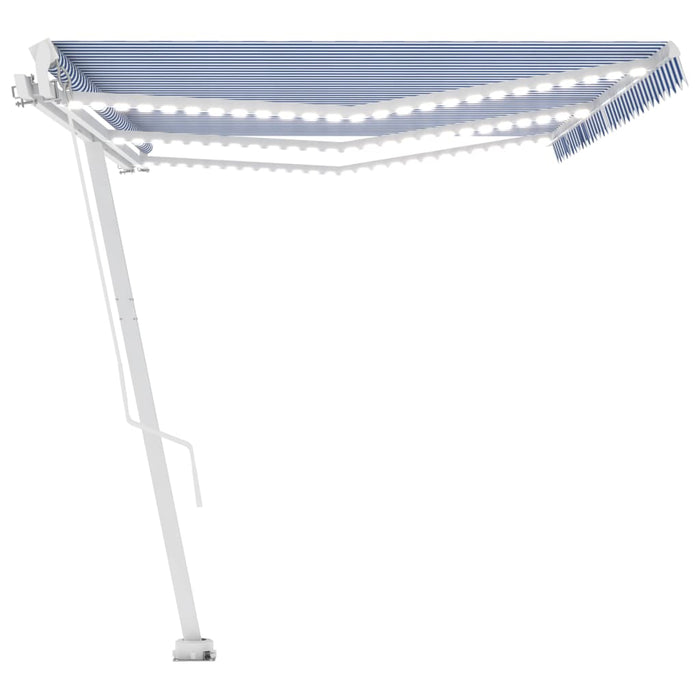 Copertină retractabilă manual cu LED albastru și alb 600x300 cm WALTI