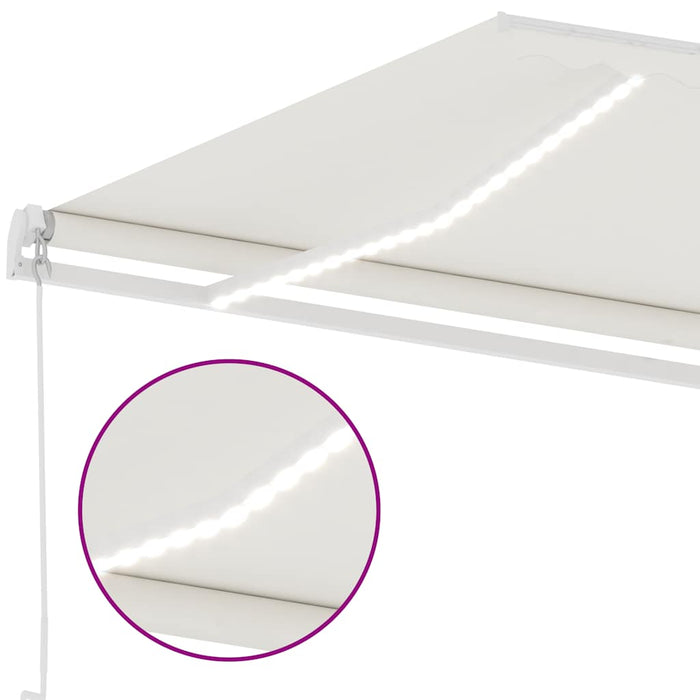 Copertină retractabilă manual cu LED, crem, 600x300 cm WALTI