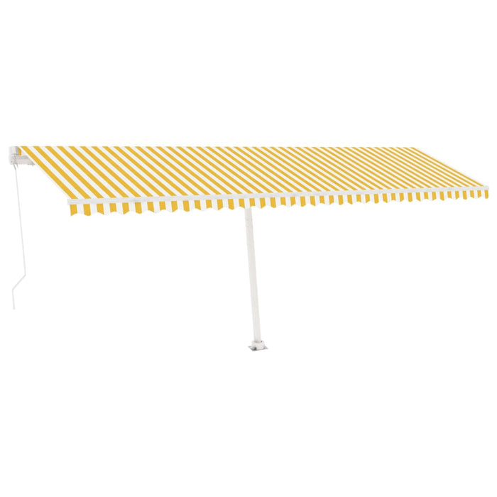 Copertină retractabilă manual cu LED, galben și alb, 600x300 cm WALTI