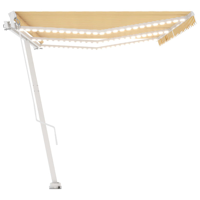 Copertină retractabilă manual cu LED, galben și alb, 600x300 cm WALTI