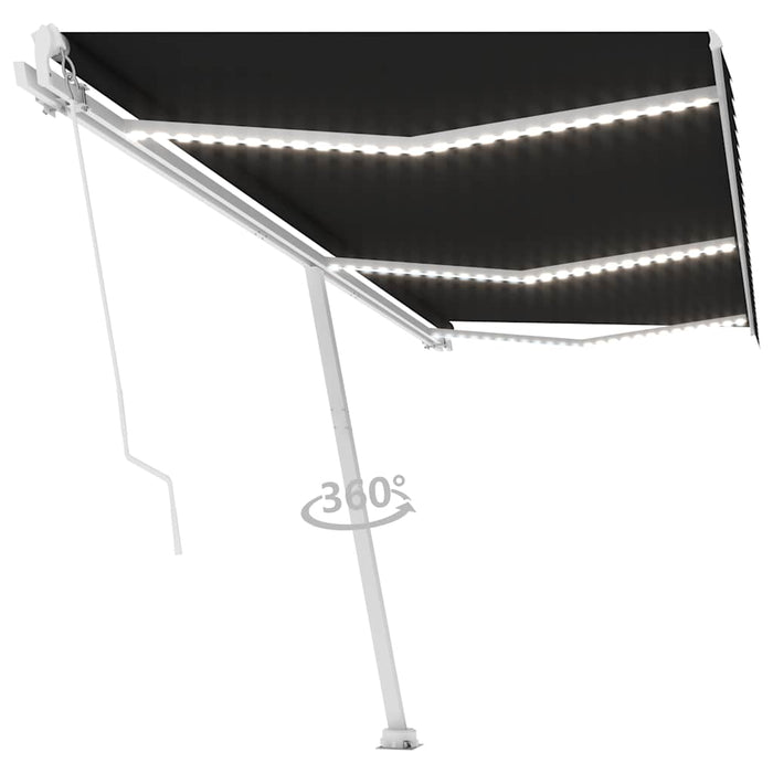 Copertină retractabilă manual cu LED, antracit, 600x300 cm WALTI