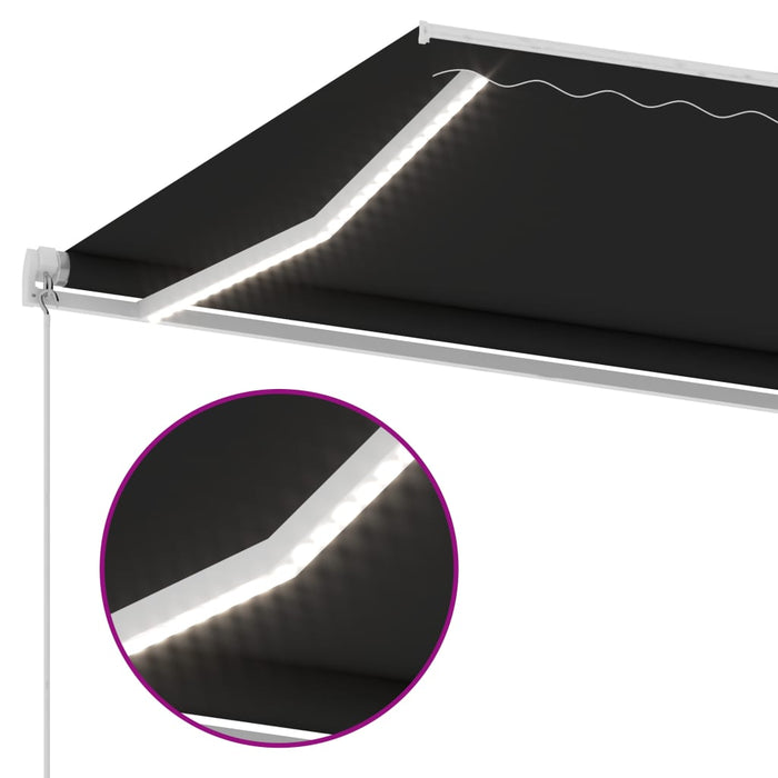 Copertină retractabilă manual cu LED, antracit, 600x300 cm WALTI