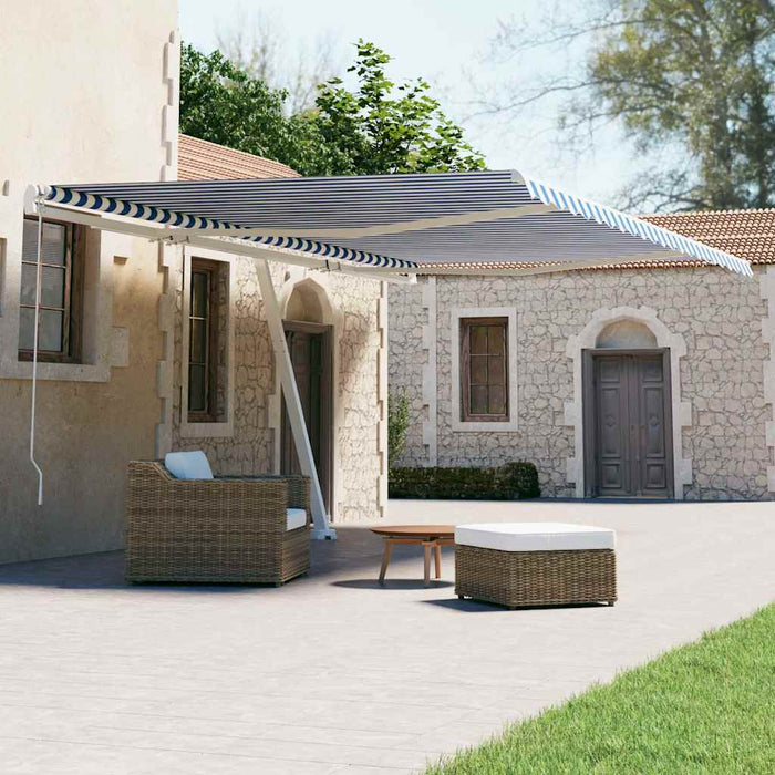 Copertină autonomă retractabilă automat albastru&alb 600x300 cm - WALTI WALTI