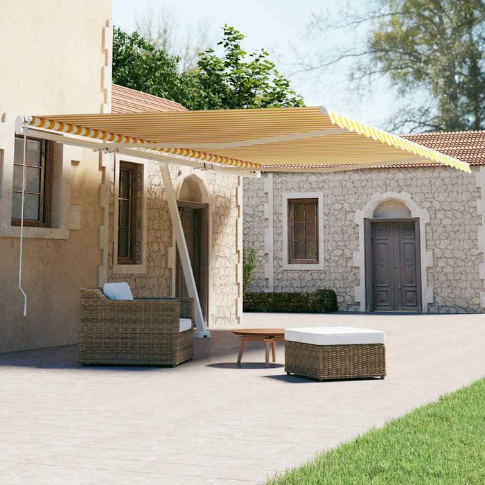 Copertină autonomă retractabilă automat galben&alb 600x300 cm - WALTI WALTI