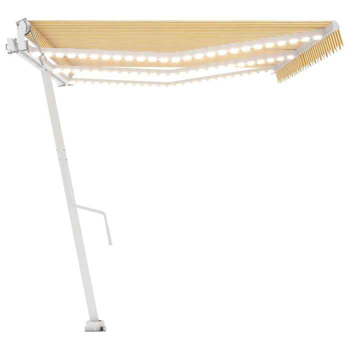 Copertină automată cu senzor vânt & LED, galben/alb, 600x300 cm WALTI