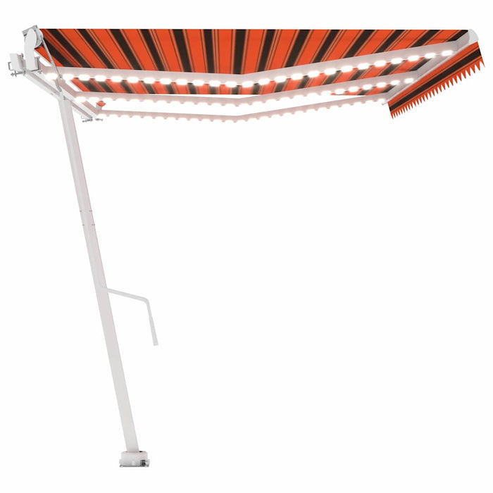 Copertină automată senzor vânt&LED, portocaliu/maro, 600x300 cm WALTI