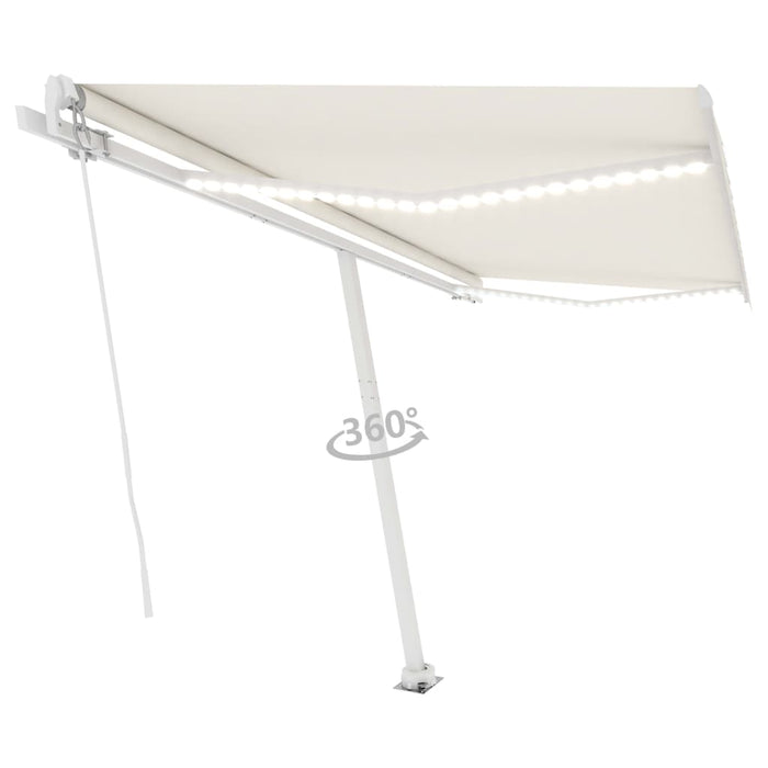 Copertină retractabilă manual cu LED, crem, 450x350 cm WALTI