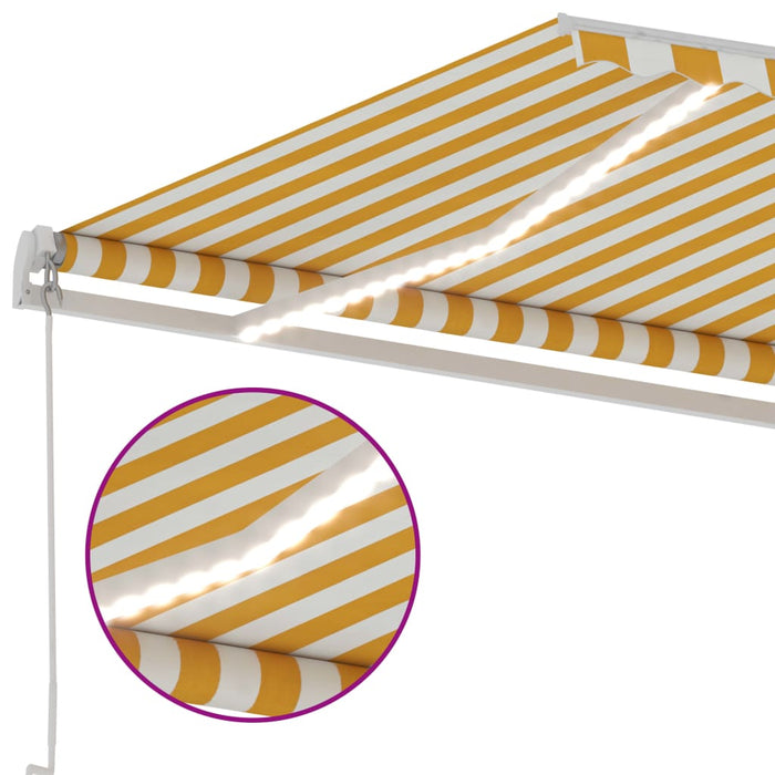 Copertină retractabilă manual cu LED, galben și alb, 450x350 cm WALTI