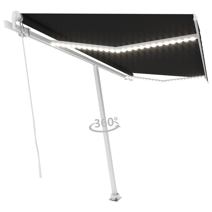 Copertină retractabilă manual cu LED, antracit, 450x350 cm WALTI