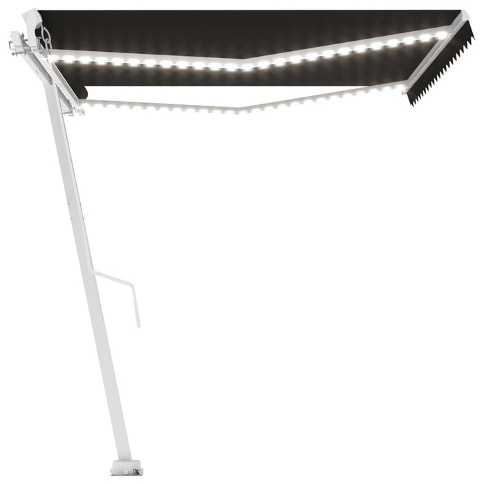 Copertină retractabilă manual cu LED, antracit, 450x350 cm WALTI