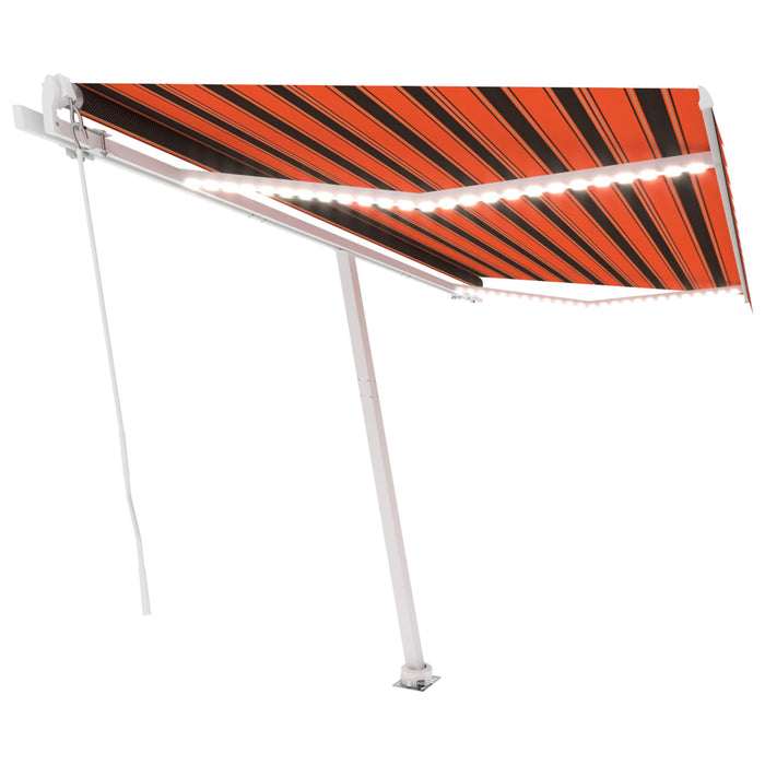 Copertină retractabilă manual,LED, portocaliu/ maro, 450x350 cm WALTI