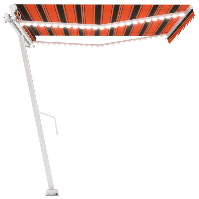 Copertină retractabilă manual,LED, portocaliu/ maro, 450x350 cm WALTI