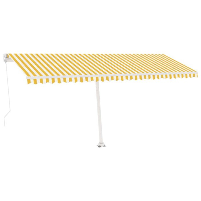 Copertină retractabilă manual cu LED, galben și alb, 500x350 cm WALTI