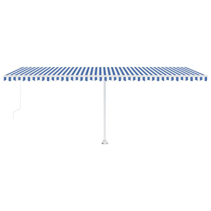 Copertină retractabilă manual LED, albastru și alb, 600x350 cm WALTI