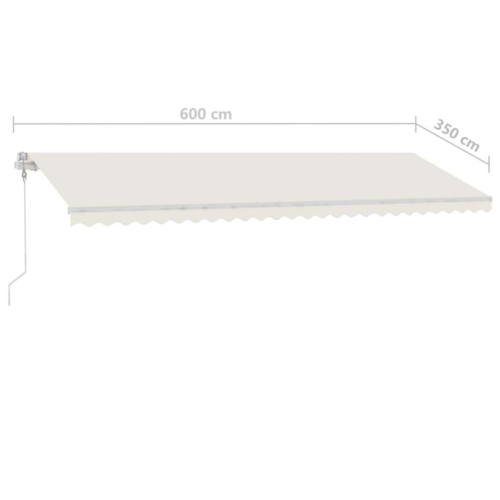 Copertină retractabilă manual cu LED, crem, 600x350 cm WALTI