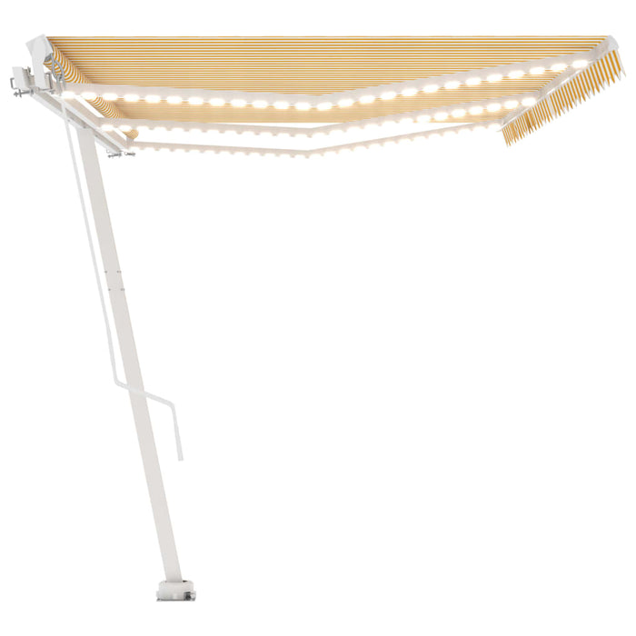 Copertină retractabilă manual cu LED, galben și alb, 600x350 cm WALTI