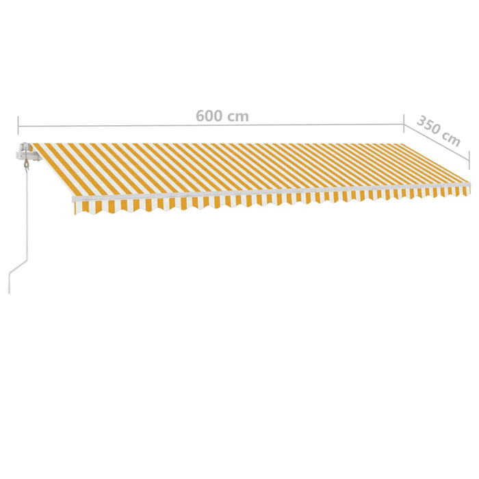 Copertină retractabilă manual cu LED, galben și alb, 600x350 cm WALTI