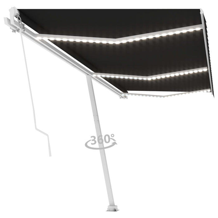 Copertină retractabilă manual cu LED, antracit, 600x350 cm WALTI