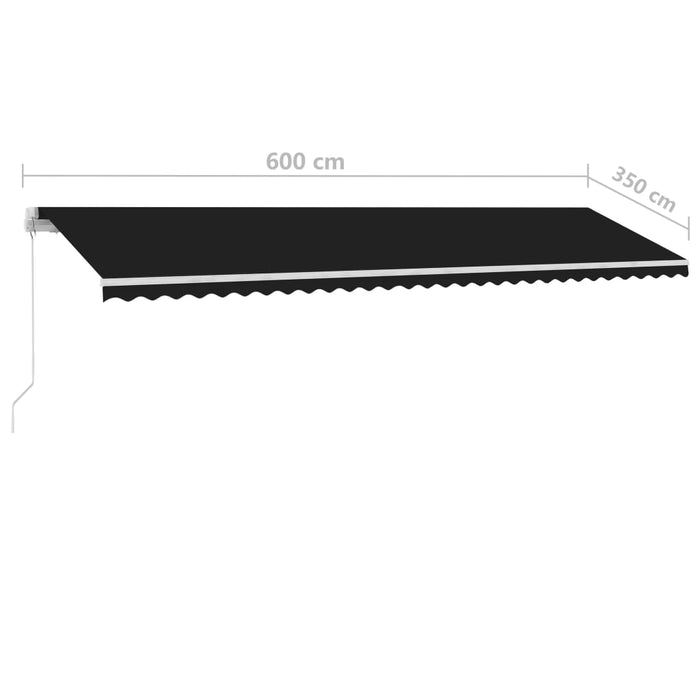 Copertină retractabilă manual cu LED, antracit, 600x350 cm WALTI