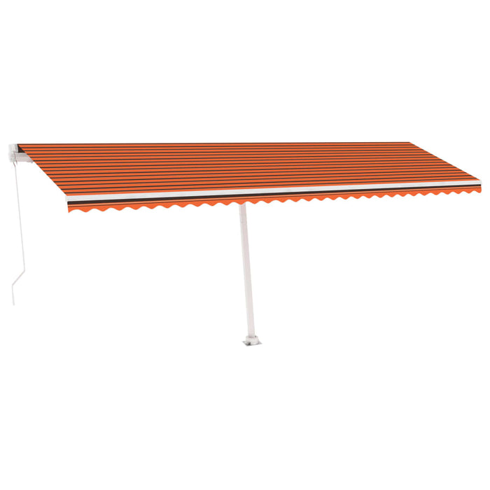 Copertină retractabilă manual, LED, portocaliu/maro, 600x350 cm WALTI