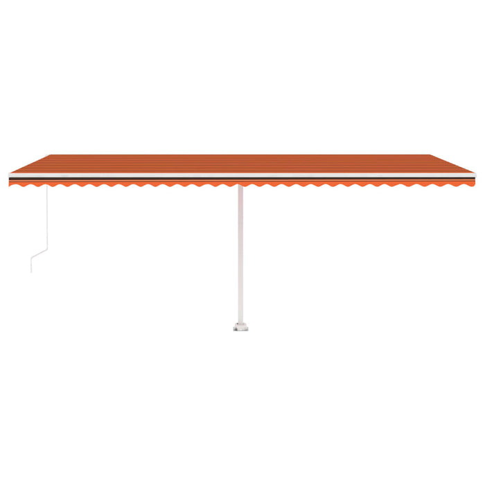 Copertină retractabilă manual, LED, portocaliu/maro, 600x350 cm WALTI