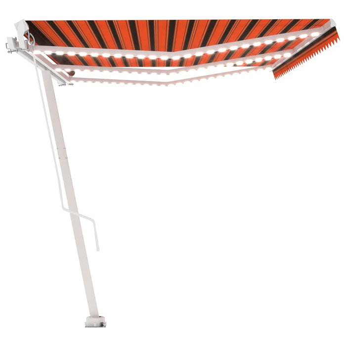 Copertină retractabilă manual, LED, portocaliu/maro, 600x350 cm WALTI