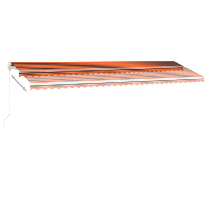 Copertină retractabilă manual, LED, portocaliu/maro, 600x350 cm WALTI